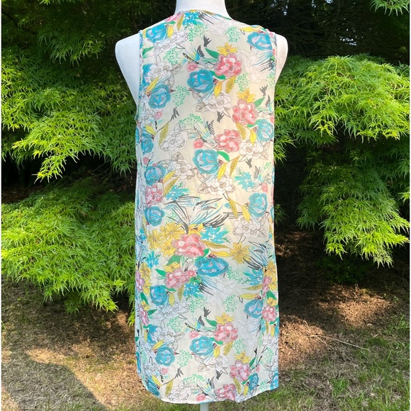 EUC DR2 WATERCOLOR FLORAL CHIFFON DRESS - Picture 6 of 9